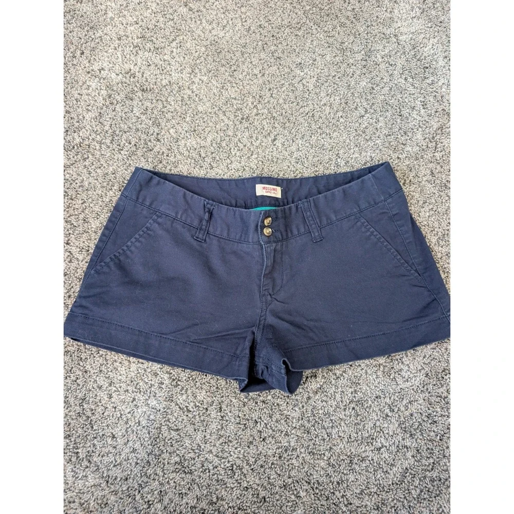Mossimo Supply Co Navy Blue Chino Shorts Womens Size 5‎ Low Rise Cuffed Cotton